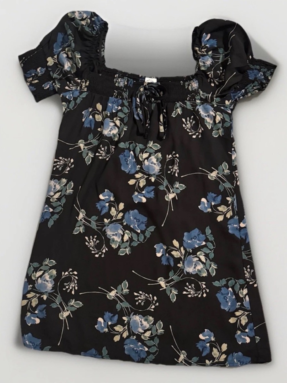 Blue Rain Francesca's Nita Floral Smocked Mini Dress SZ Medium Cottagecore M‎